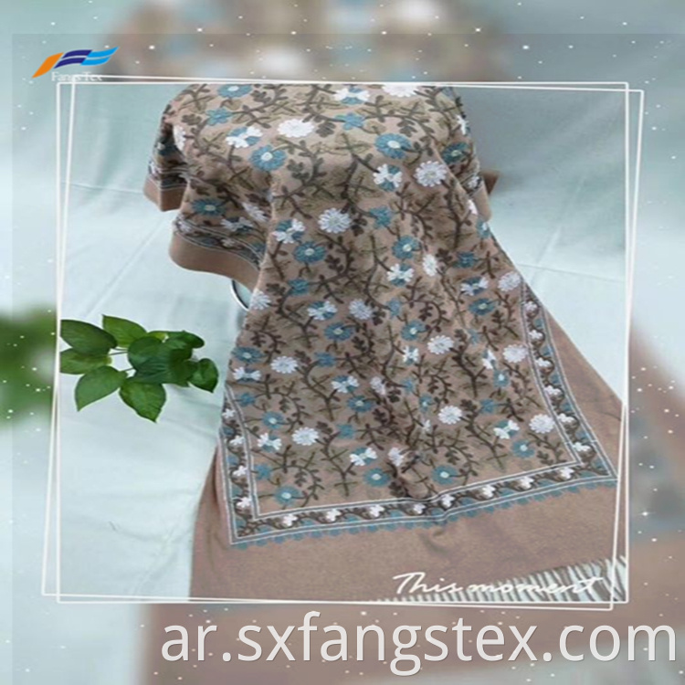 Elegant Design Floral Embroiderd Ladies Polyester Scarf 3